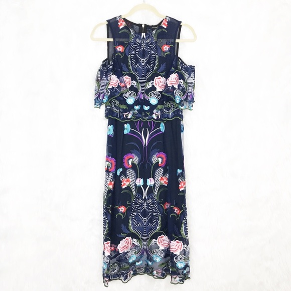 River Island Dresses & Skirts - NWT River Island Blue Floral Dress Christmas S